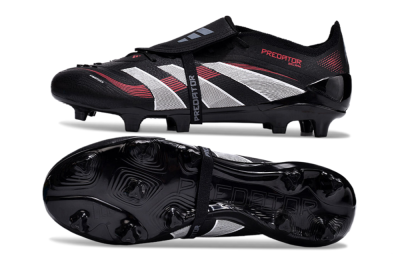 Unisex Adidas Predator Elite Foldover Tongue 2025 Stealth Victory FG Football Boots - Black/White/Red
