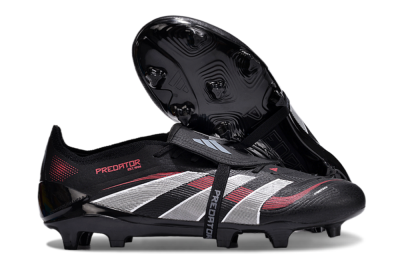 Unisex Adidas Predator Elite Foldover Tongue 2025 Stealth Victory FG Football Boots - Black/White/Red