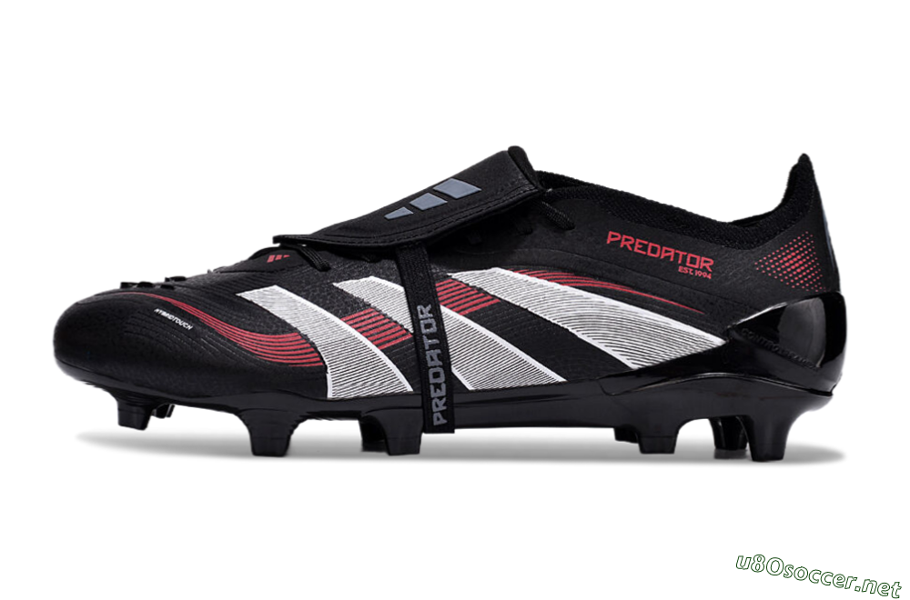 Unisex Adidas Predator Elite Foldover Tongue 2025 Stealth Victory FG Football Boots - Black/White/Red 0