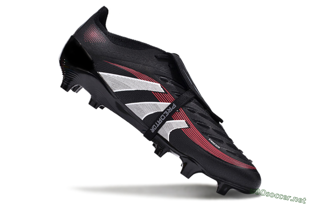 Unisex Adidas Predator Elite Foldover Tongue 2025 Stealth Victory FG Football Boots - Black/White/Red 4