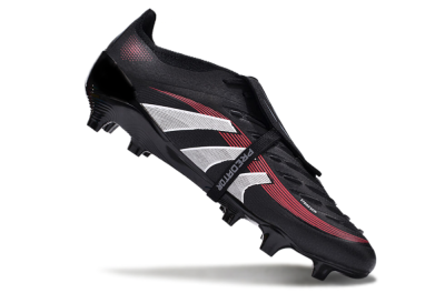 Unisex Adidas Predator Elite Foldover Tongue 2025 Stealth Victory FG Football Boots - Black/White/Red