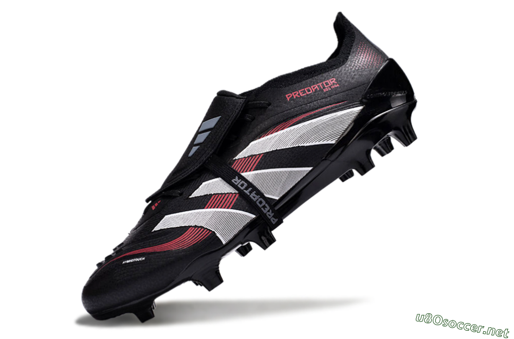Unisex Adidas Predator Elite Foldover Tongue 2025 Stealth Victory FG Football Boots - Black/White/Red 5