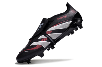 Unisex Adidas Predator Elite Foldover Tongue 2025 Stealth Victory FG Football Boots - Black/White/Red