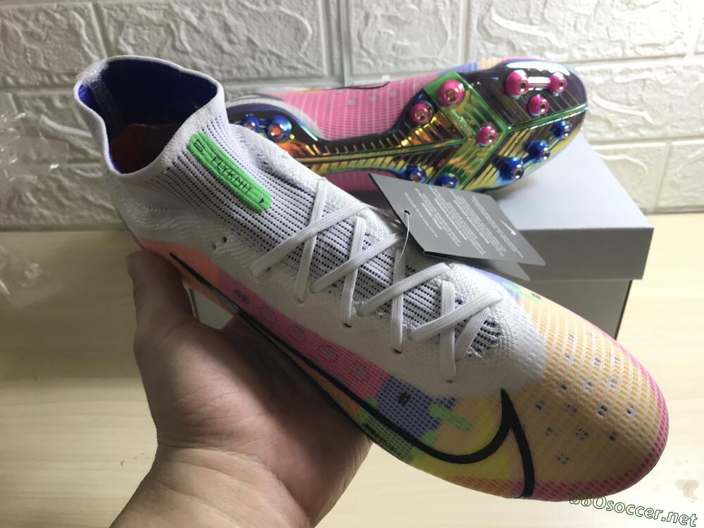Unisex Nike Mercurial Superfly 8 Elite AG Football Boots - White/Pink/Blue/Yellow