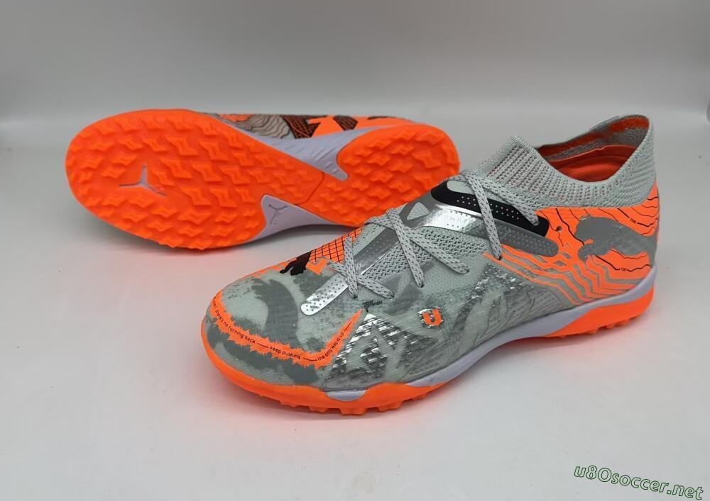 Men's Puma Future Ultimate TF Football Shoes - Silver/Red/White