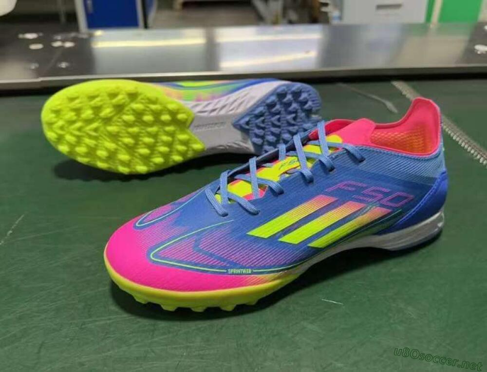 Men's Adidas F50 Elite TF Football Shoes - Blue/Pink/Yellow