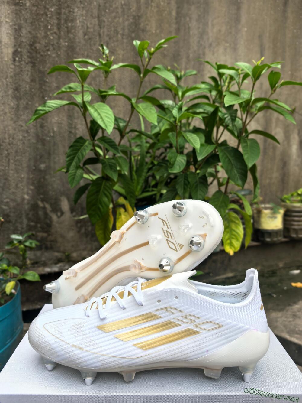 Men's Adidas F50 Elite SG Football Boots - White/Gold