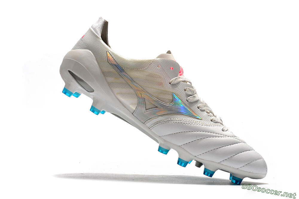 Men's Mizuno Morelia Neo 2 FG Football Boots - White/Silver/Blue 7