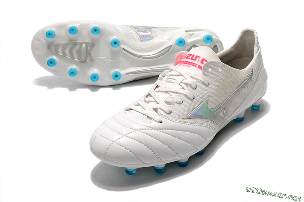 Men's Mizuno Morelia Neo 2 FG Football Boots - White/Silver/Blue 3