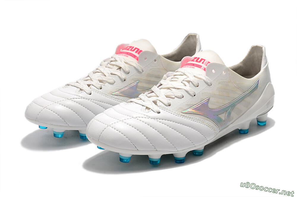 Men's Mizuno Morelia Neo 2 FG Football Boots - White/Silver/Blue 5
