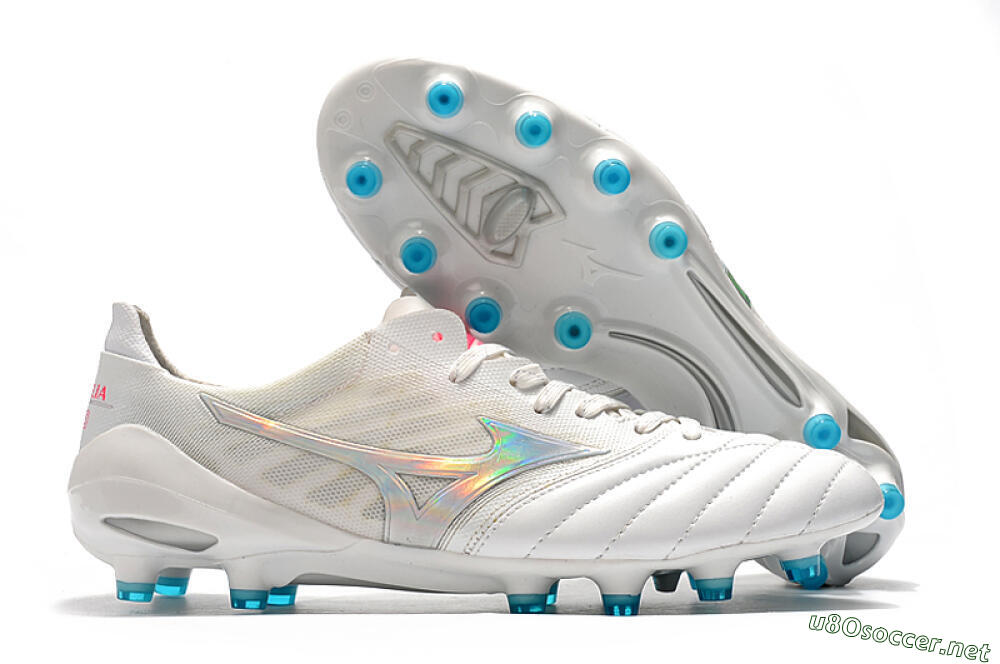 Men's Mizuno Morelia Neo 2 FG Football Boots - White/Silver/Blue 2