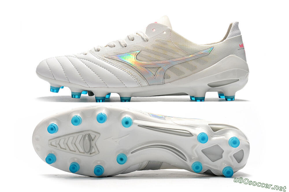 Men's Mizuno Morelia Neo 2 FG Football Boots - White/Silver/Blue 1