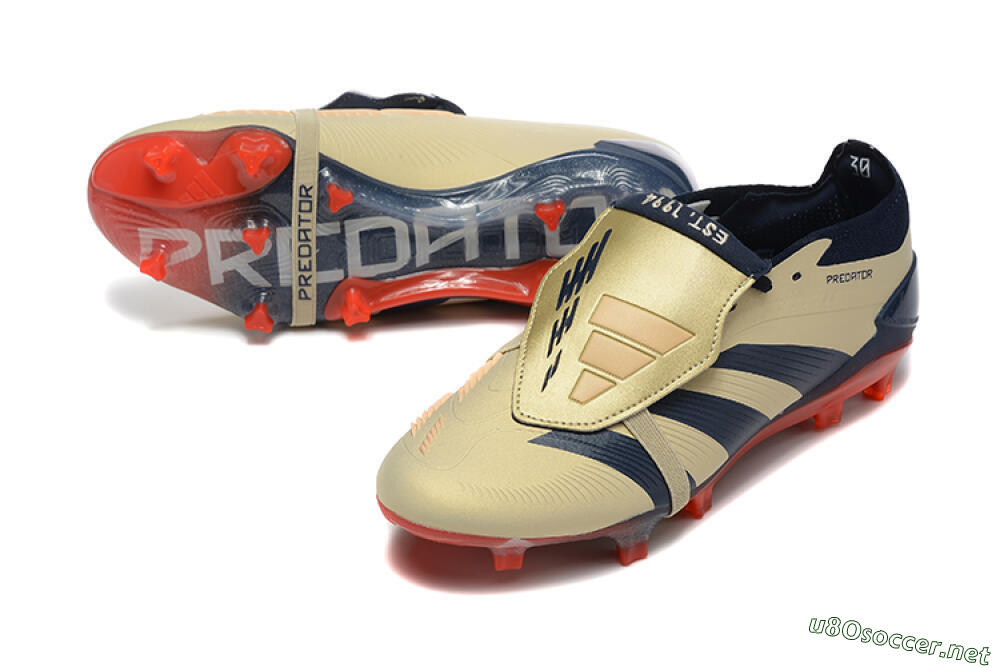Men's Adidas Predator Elite Foldover Tongue FG Football Boots - Gold/Blue/Red 3