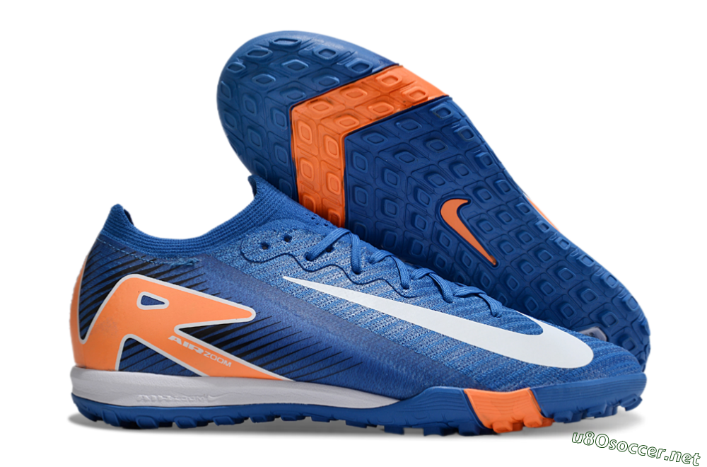 Unisex Nike Air Zoom Mercurial Vapor 16 Elite TF Football Shoes - Blue/White/Orange 2