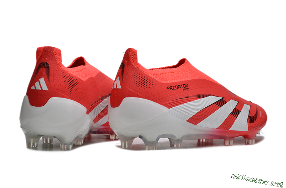 Men's Adidas Predator+ 24 Laceless FG Football Boots - Red/White/Black 6