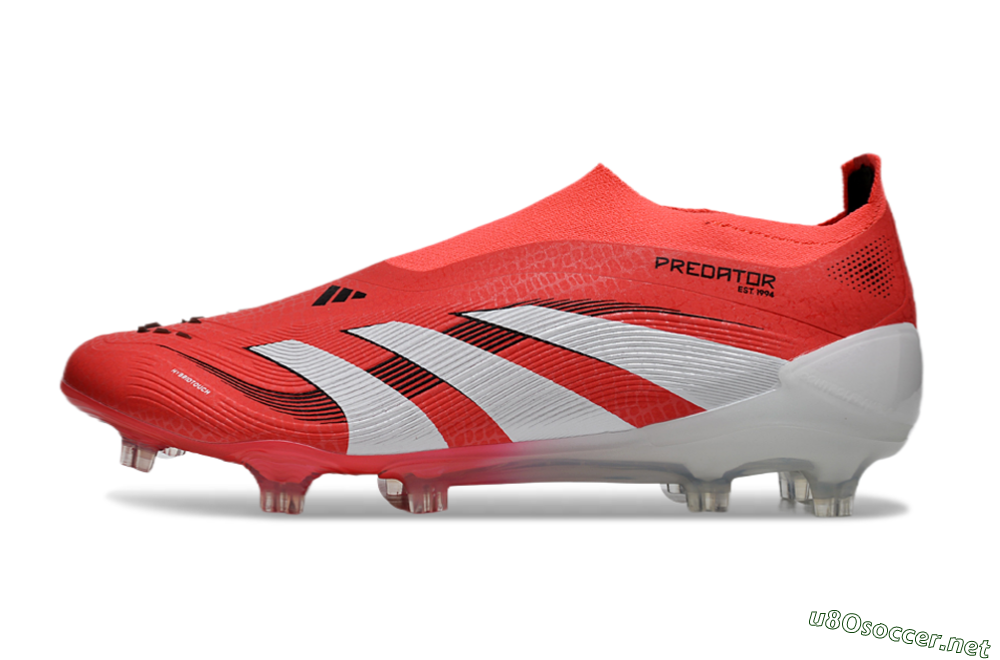 Men's Adidas Predator+ 24 Laceless FG Football Boots - Red/White/Black 0