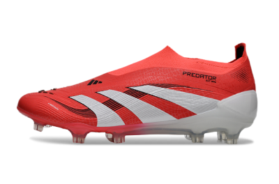 Men's Adidas Predator+ 24 Laceless FG Football Boots - Red/White/Black