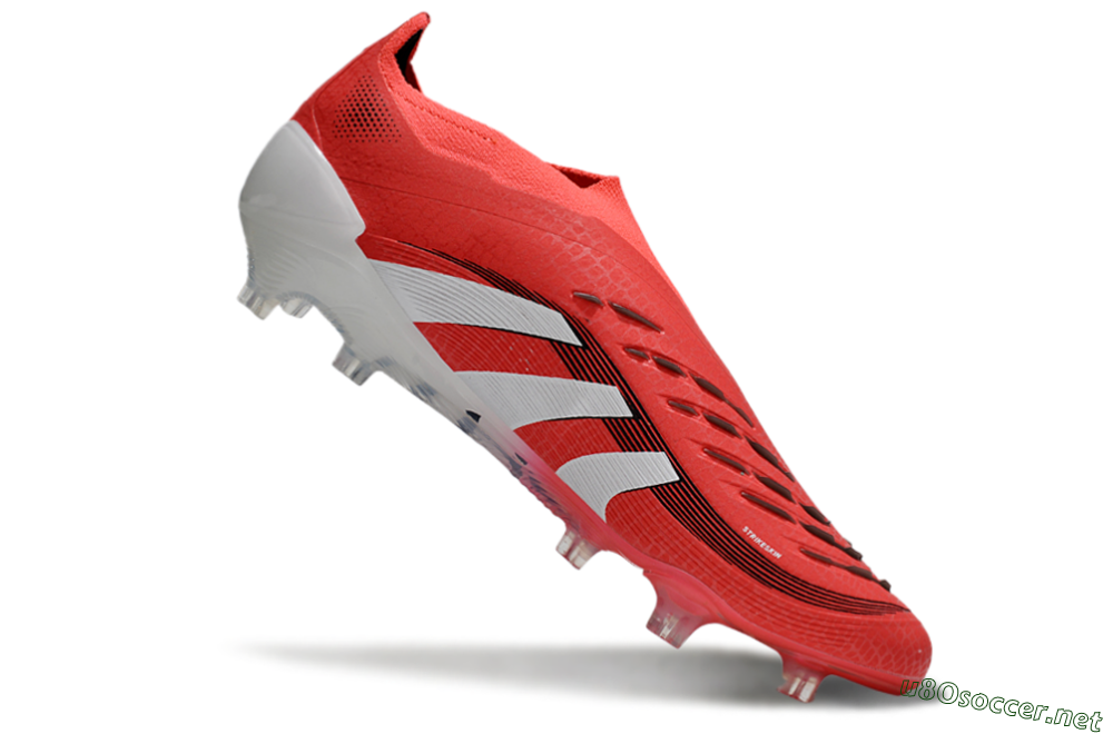 Men's Adidas Predator+ 24 Laceless FG Football Boots - Red/White/Black 4