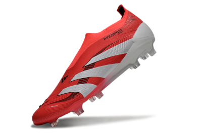 Men's Adidas Predator+ 24 Laceless FG Football Boots - Red/White/Black