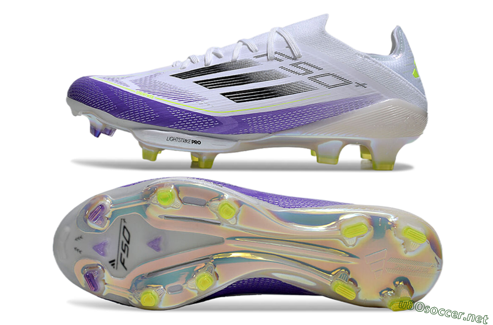 Unisex Adidas F50+ Elite Lightstrike Pro FG Football Boots - White/Black/Purple 1
