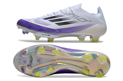 Unisex Adidas F50+ Elite Lightstrike Pro FG Football Boots - White/Black/Purple