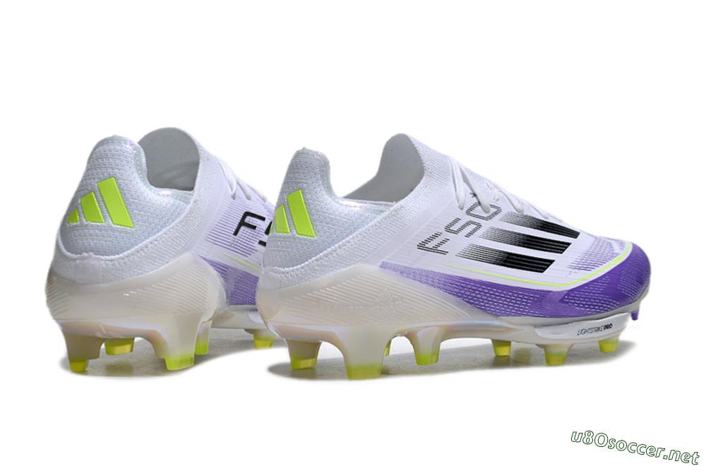 Unisex Adidas F50+ Elite Lightstrike Pro FG Football Boots - White/Black/Purple 6