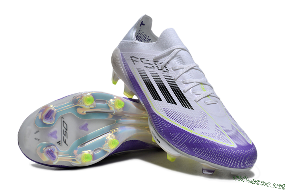 Unisex Adidas F50+ Elite Lightstrike Pro FG Football Boots - White/Black/Purple 3