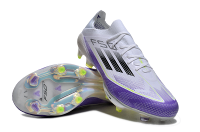 Unisex Adidas F50+ Elite Lightstrike Pro FG Football Boots - White/Black/Purple