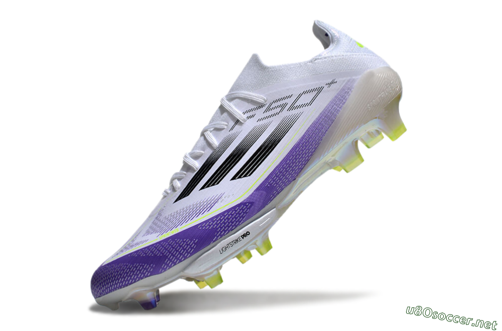 Unisex Adidas F50+ Elite Lightstrike Pro FG Football Boots - White/Black/Purple 5