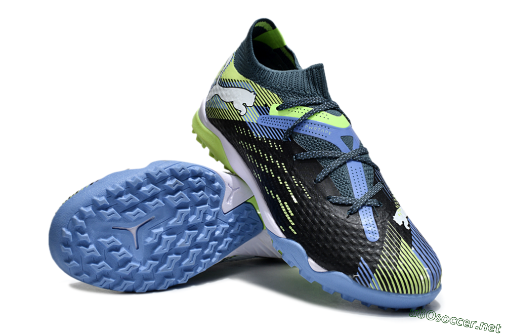 Men's Puma Future Ultimate TF Football Shoes - Black/Yellow/Blue 3