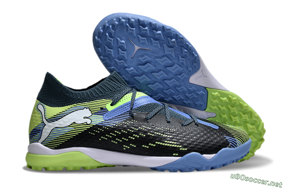 Men's Puma Future Ultimate TF Football Shoes - Black/Yellow/Blue 2