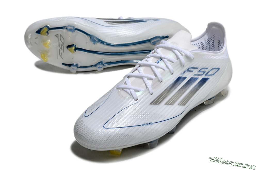 Men's Adidas F50 Elite FG Football Boots - White/Silver/Blue 3
