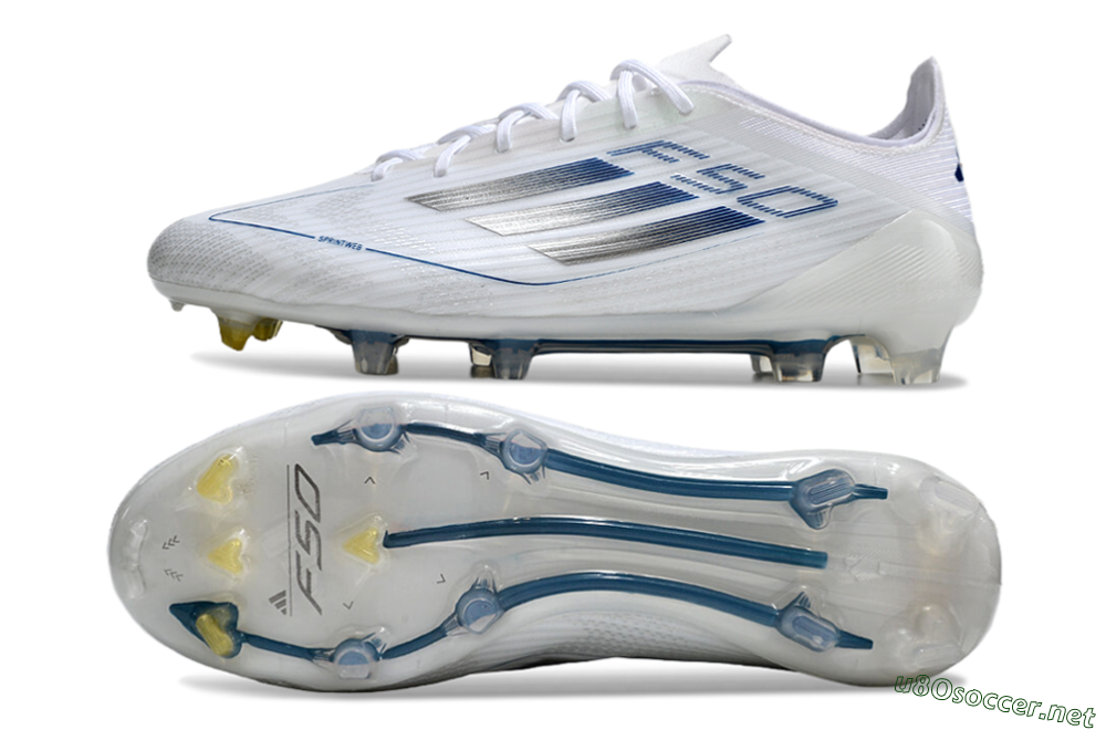 Men's Adidas F50 Elite FG Football Boots - White/Silver/Blue 1