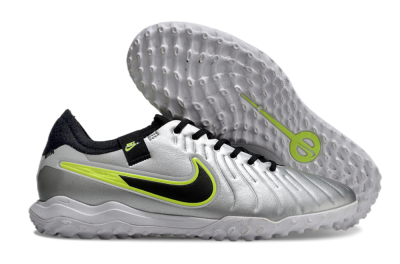 Men's Nike Tiempo Legend 10 Pro TF Football Shoes - Silver/Black/Yellow