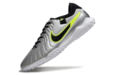 Men's Nike Tiempo Legend 10 Pro TF Football Shoes - Silver/Black/Yellow