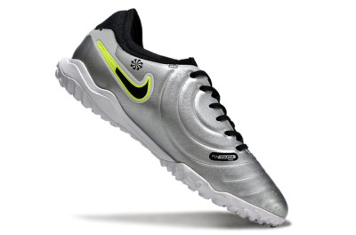Men's Nike Tiempo Legend 10 Pro TF Football Shoes - Silver/Black/Yellow