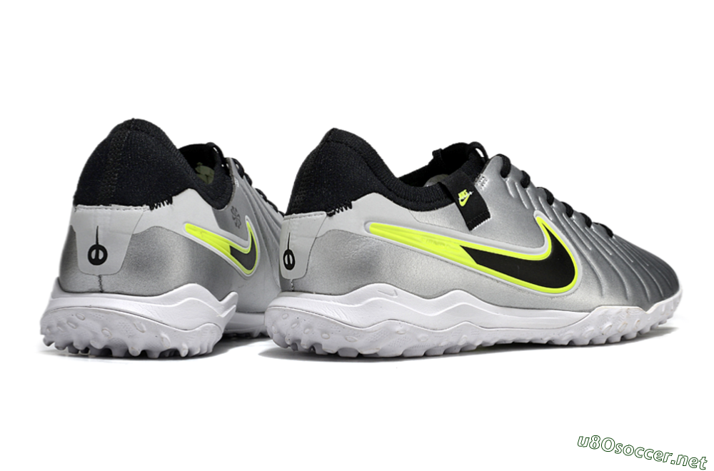 Men's Nike Tiempo Legend 10 Pro TF Football Shoes - Silver/Black/Yellow 6