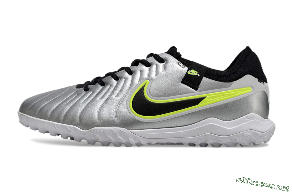 Men's Nike Tiempo Legend 10 Pro TF Football Shoes - Silver/Black/Yellow 0