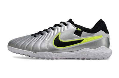 Men's Nike Tiempo Legend 10 Pro TF Football Shoes - Silver/Black/Yellow