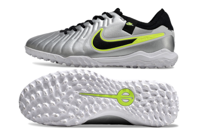 Men's Nike Tiempo Legend 10 Pro TF Football Shoes - Silver/Black/Yellow