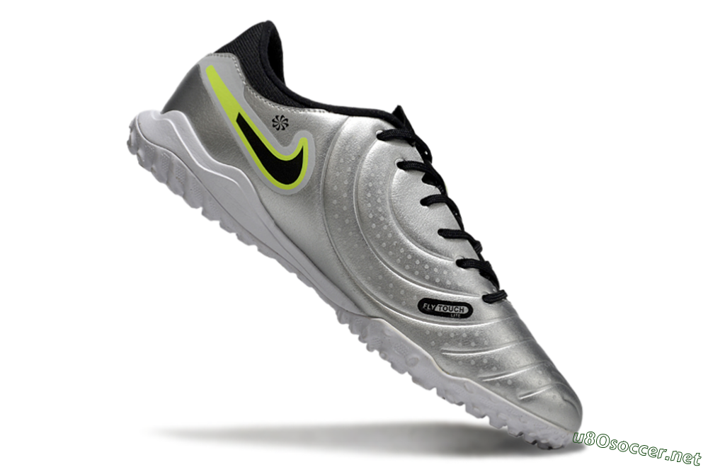 Men's Nike Tiempo Legend 10 TF Football Shoes - Silver/Black/Yellow 4
