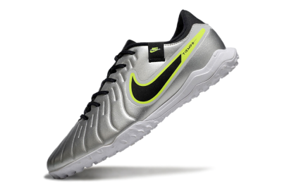 Men's Nike Tiempo Legend 10 TF Football Shoes - Silver/Black/Yellow