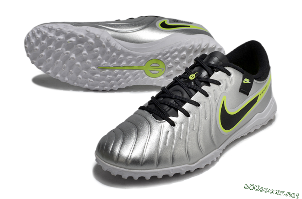 Men's Nike Tiempo Legend 10 TF Football Shoes - Silver/Black/Yellow 3