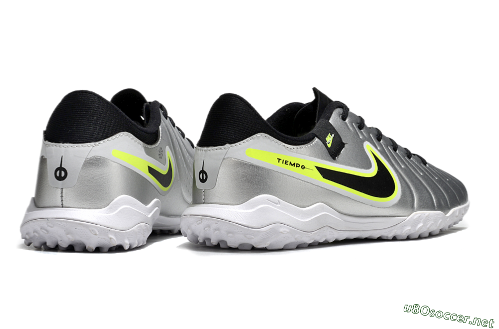 Men's Nike Tiempo Legend 10 TF Football Shoes - Silver/Black/Yellow 6