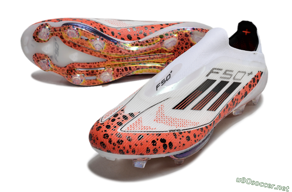 Unisex Adidas F50+ Lightstrike Pro Laceless FG Football Boots - White/Leopard/Black 3