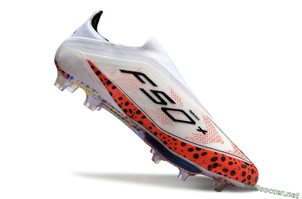 Unisex Adidas F50+ Lightstrike Pro Laceless FG Football Boots - White/Leopard/Black 4