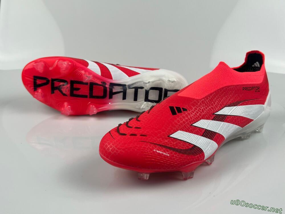 Men's Adidas Predator+ 24 Laceless FG Football Boots - Red/White/Black