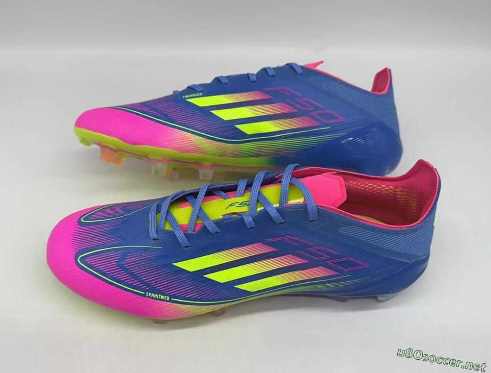 Men's Adidas F50 Elite TF Football Shoes - Blue/Pink/Yellow