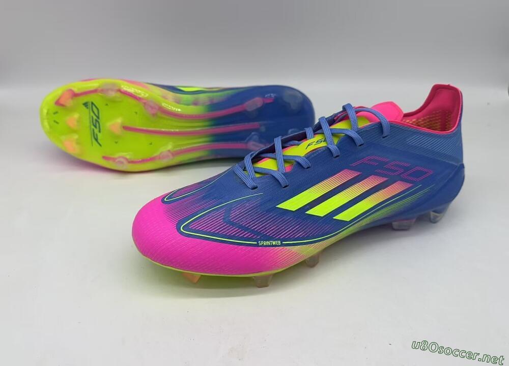 Men's Adidas F50 Elite TF Football Shoes - Blue/Pink/Yellow