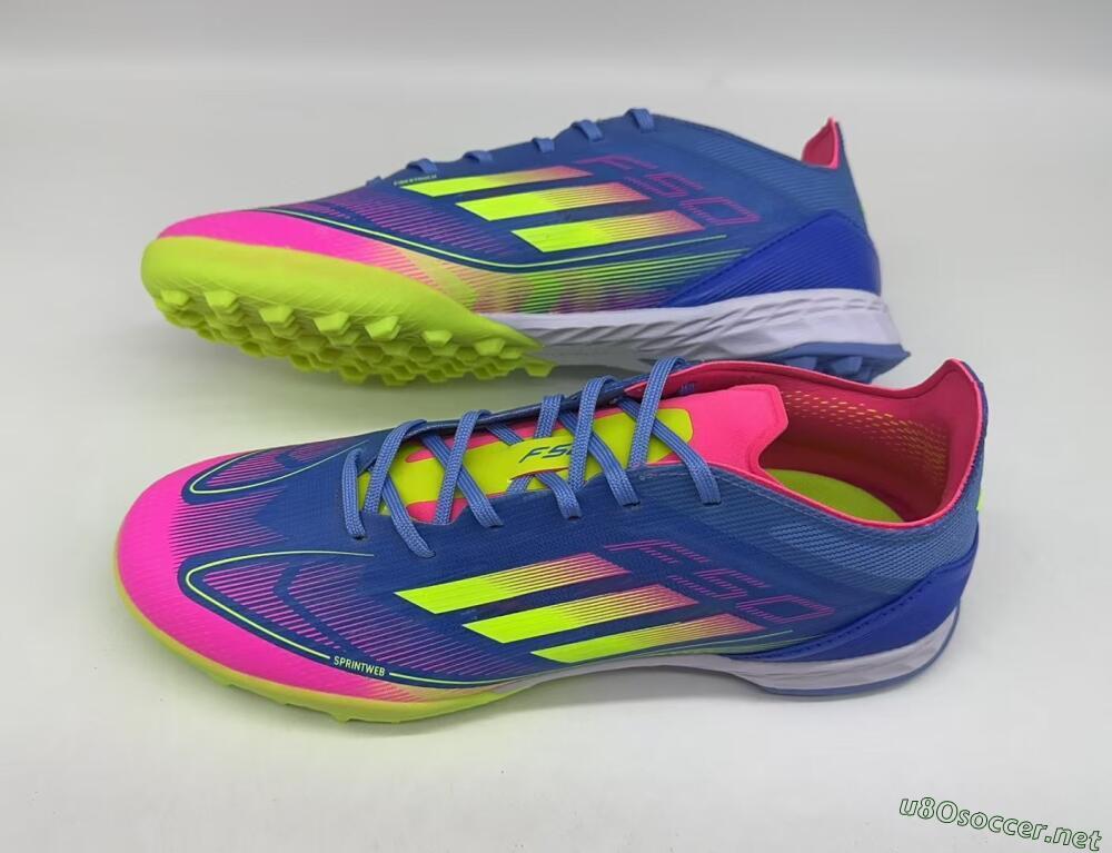 Men's Adidas F50 Elite TF Football Shoes - Blue/Pink/Yellow
